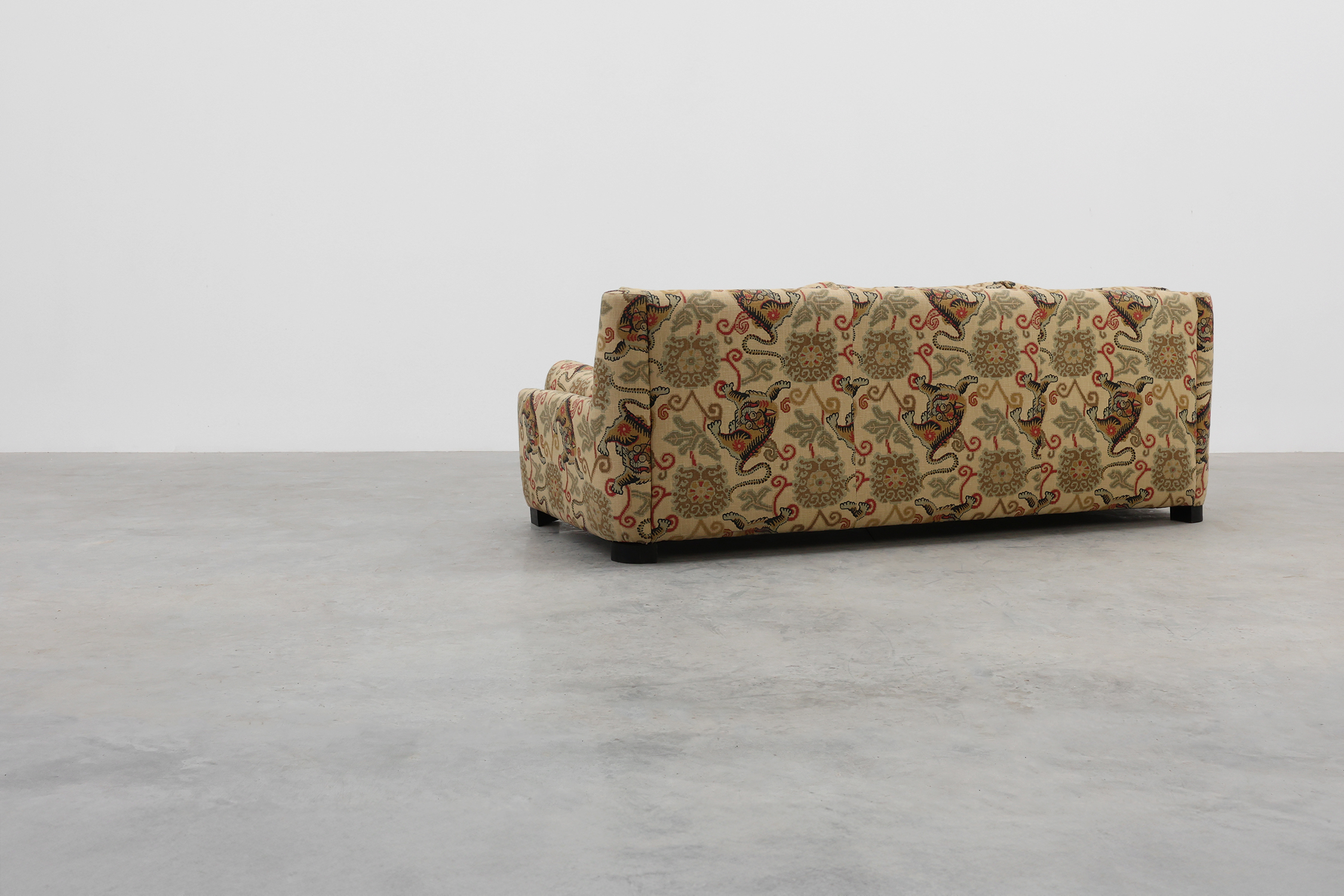 Hollywood Regency 3-seater sofa with Lion‑Motif Upholstery, Italy ca. 1990thumbnail